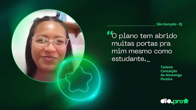 Thumbnail depoimento do(a) Tatiane Conceição de Alvarenga Pereira 